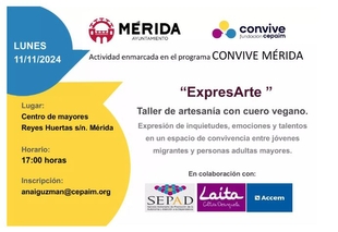 Los Centros de Mayores “Reyes Huertas” y “El Calvario” celebrarán la próxima semana un taller de artesanía dentro del programa “Convive Mérida”