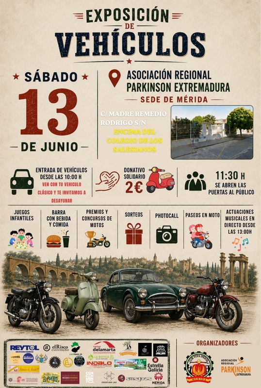 Vespa Emerita organiza este sábado una jornada solidaria a beneficio de la Asociación Regional Parkinson Extremadura